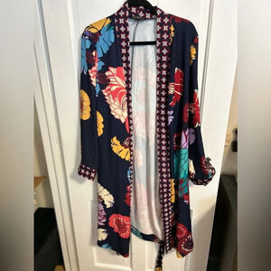 Navy Floral Duster with Multicolor Bloom